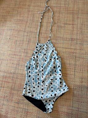 Marysia Halter One-Piece Swimsuit in Light Blue Spot Print